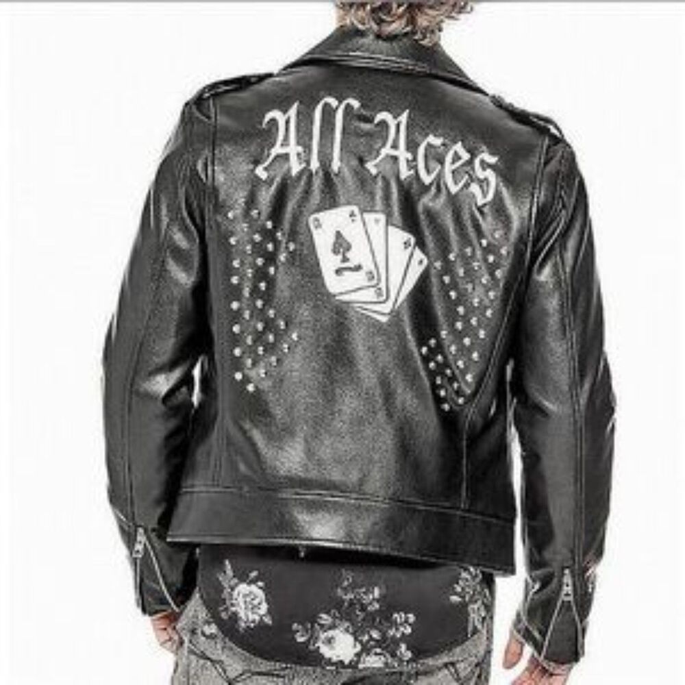 GUESS All Aces Faux Leather Moto Jacet